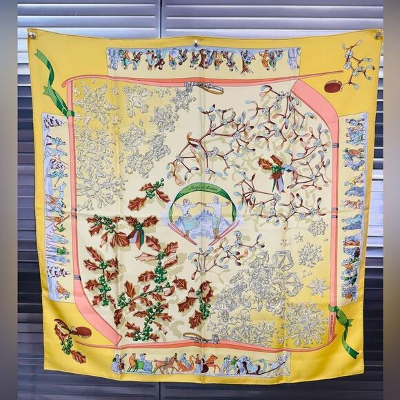 Hermès Yellow Niege D'Antan Silk Scarf - Picture 3 of 6